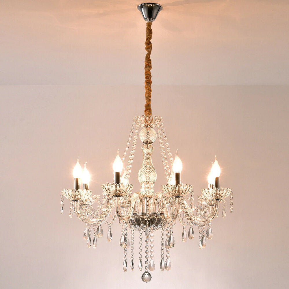Crystal Chandelier - 8 Light Points - Diameter 76 cm - Classic Candle Style - Pendant For Living And Dining Rooms