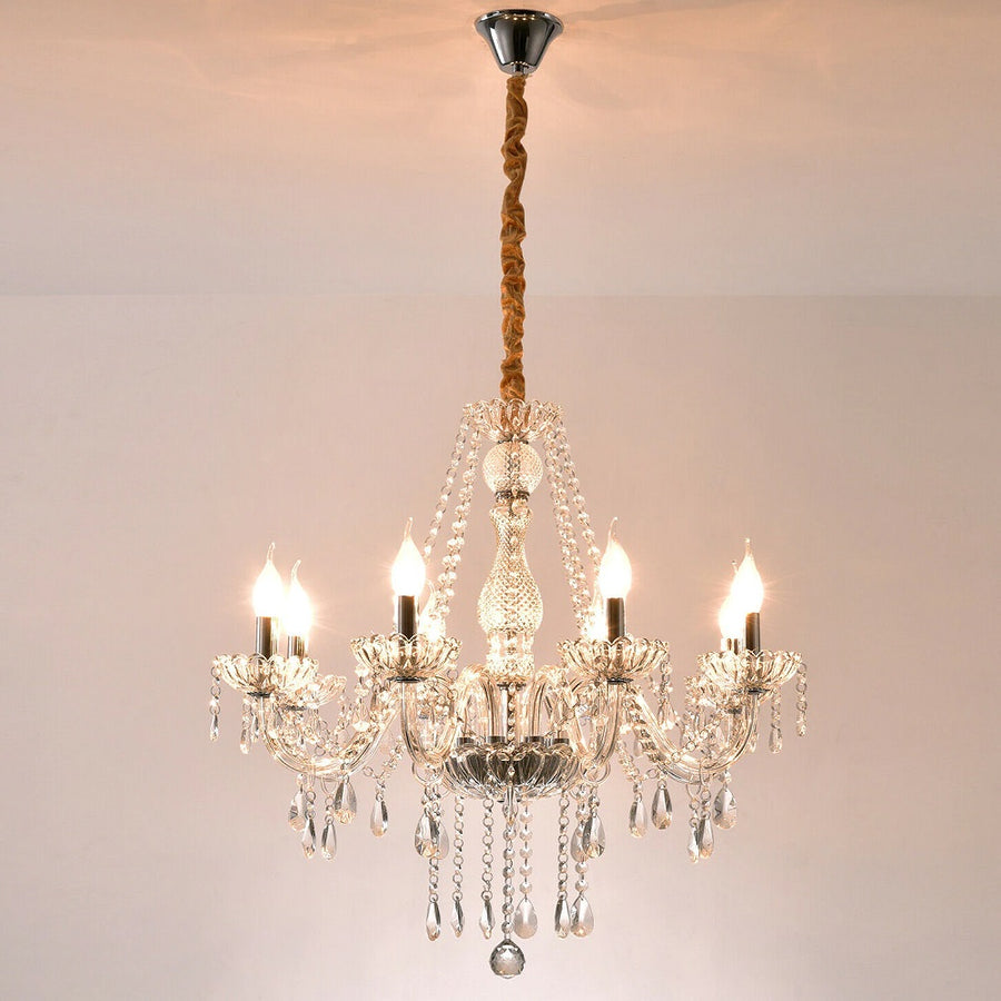 Crystal Chandelier - 8 Light Points - Diameter 76 cm - Classic Candle Style - Pendant For Living And Dining Rooms