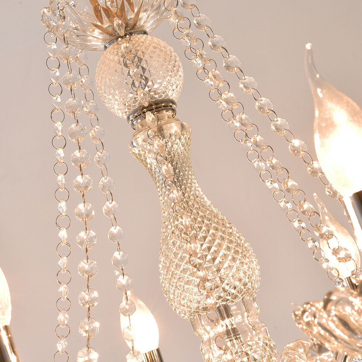 Crystal Chandelier - 8 Light Points - Diameter 76 cm - Classic Candle Style - Pendant For Living And Dining Rooms