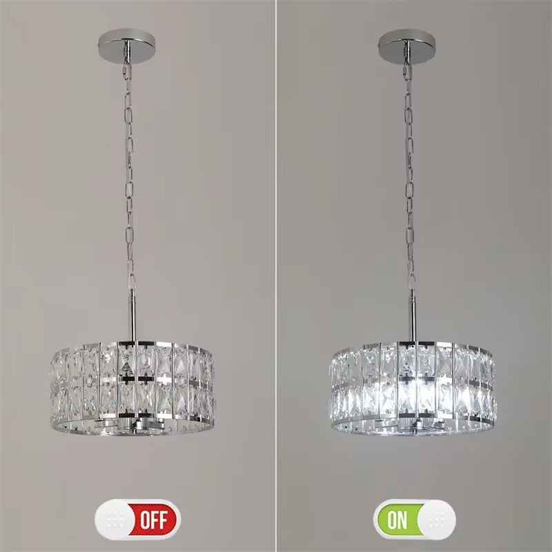 Kristallen Hanglamp - Chroom - Ø 30 cm - Verstelbare Ophanging - E14-Lampen Inbegrepen - Moderne Kroonluchter Met Retro Uitstraling - Voor De Woonkamer