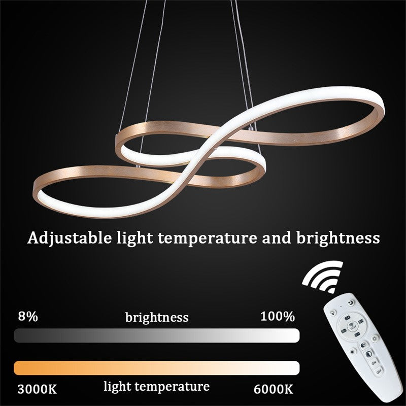 LuxiLamps - Pendant Lamp - Chandelier - Gold - Living Room Lamp - Dimmable With Remote Control - Modern Lamp - Dining Room Lamp - LED Ceiling Lamp - Ceiling Light