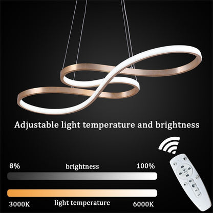 LuxiLamps - Pendant Lamp - Chandelier - Gold - Living Room Lamp - Dimmable With Remote Control - Modern Lamp - Dining Room Lamp - LED Ceiling Lamp - Ceiling Light