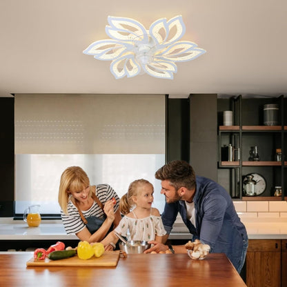6 Bloem Crystal Ventilator Lamp - Plafondventilator - Wit - 6 Standen - Smart Lamp - Dimbaar - Kroonluchter Ventilator - Chandelier Fan - Woonkamerlamp - Ventilator Lampen