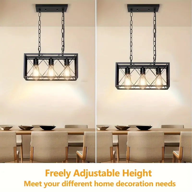 LuxiLamps - Vintage Boerderij Hanglamp - 3 Lichten - Metaal Kroonluchter - E27 - Kooi Design