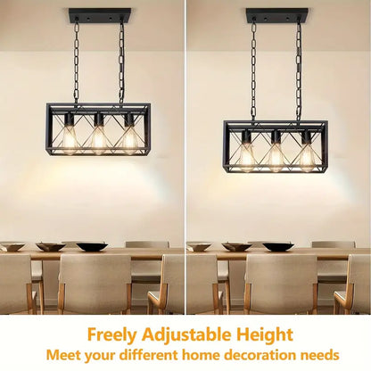 LuxiLamps - Vintage Boerderij Hanglamp - 3 Lichten - Metaal Kroonluchter - E27 - Kooi Design