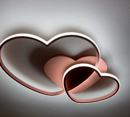 Harten Plafondlamp - Met Afstandsbediening - Roze - Dimbaar - Woonkamerlamp - Moderne lamp - Plafoniere