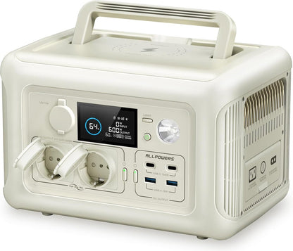 Allpowers R600W - Draagbare Generator – 299Wh Capaciteit- LiFePO4 Powerstation – Output 600W - Piek 1200W - 8 Outputs AC/DC & USB - Compacte Stroomvoorziening met Stopcontacten - Camping - Noodstroom - Draadloos Laden - met APP