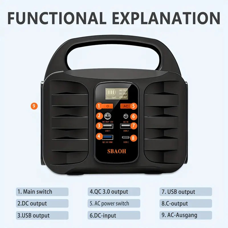 Portable Power Station - 150W - Power Generator - 99Wh - Generator LED Flashlight - Mobile Power Generator for Travel/Camping/Outdoor