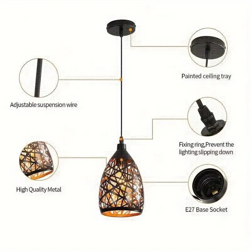 Industriële Spinnenweb Hanglamp - Retro Zwart Plafondlamp - E27 - Eetkamer - Kooilicht - Woonkamer Lamp - Kroonluchter