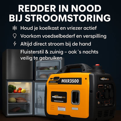 Superstille Inverter Stroomgenerator 3300 W - Benzine, 4-Takt - Met USB en 230V Stopcontacten - Noodstroomaggregaat voor Camping, Reizen en Oorlogsnood