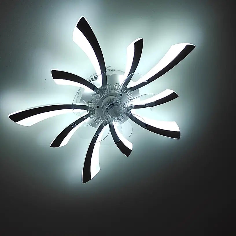 LuxiLamps - 5 Wing Fan Lamp - Dimmable With Remote Control - White - Ceiling Fan With LED - Living Room Lamp - Modern Lamp - Ceiling Lamp