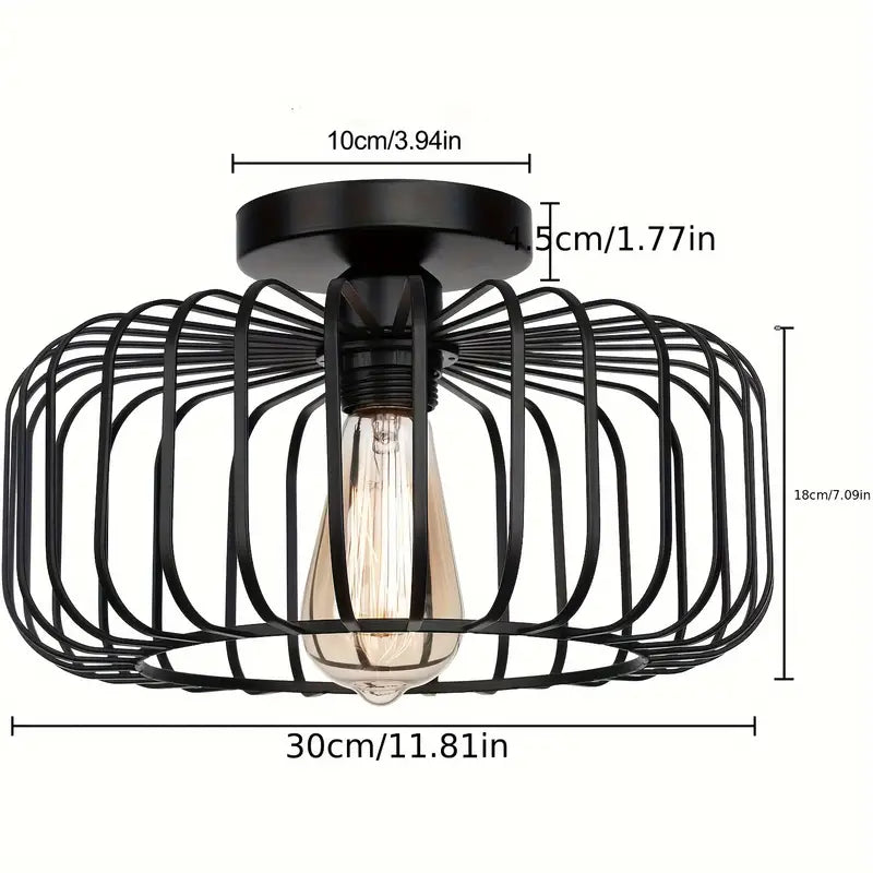 LuxiLamps - Plafondlamp Zwart - Kooi Design - 30 cm - E27 - Kroonluchter - Woonkamer Lamp