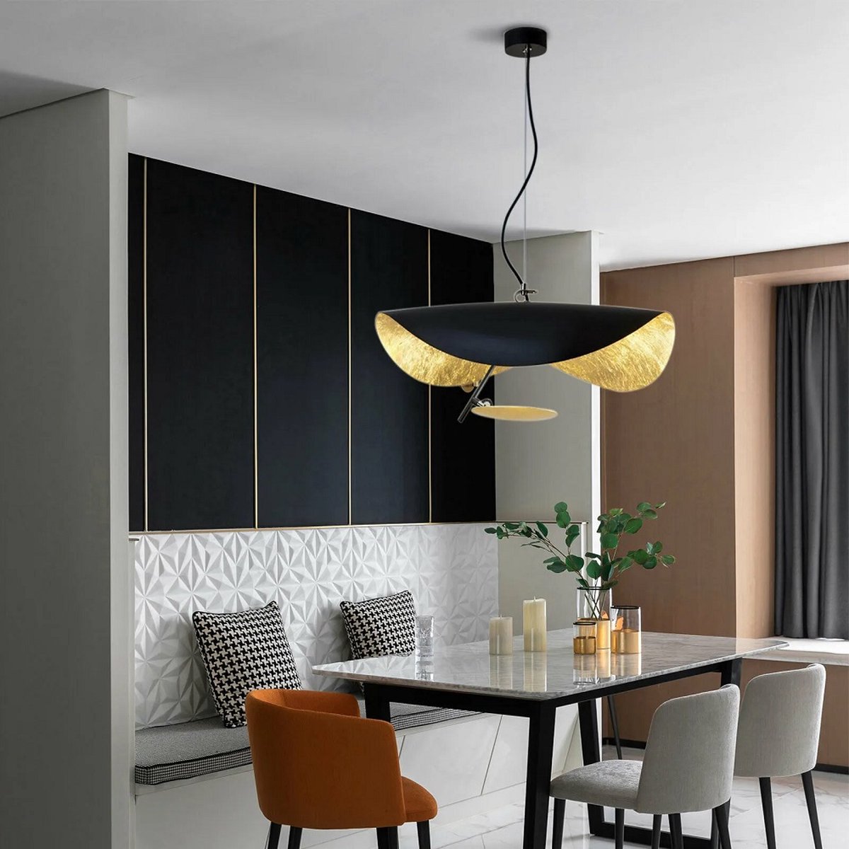 LuxiLamps - Vintage Hanglamp - Industriële Stijl - 60 cm - Zwart - Warm Wit - Hanglamp - Kroonluchter