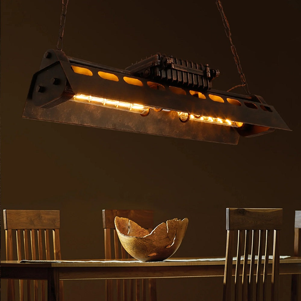 Industrieel Metalen Hanglamp - Antieke Houten Kroonluchter - Vintage - Amerikaanse Stijl - Verstelbaar - 78 cm - Moderne Hanglamp