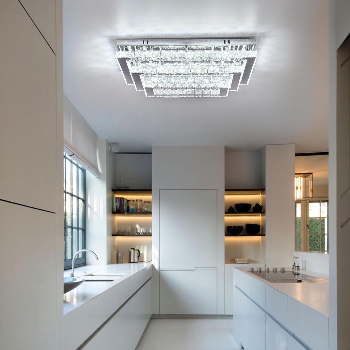 Kristallen Kroonluchter - Crystal LED Plafondlamp - Woonkamerlamp - 50 cm - Met Afstandsbediening - Moderne lamp - 3 Lagen