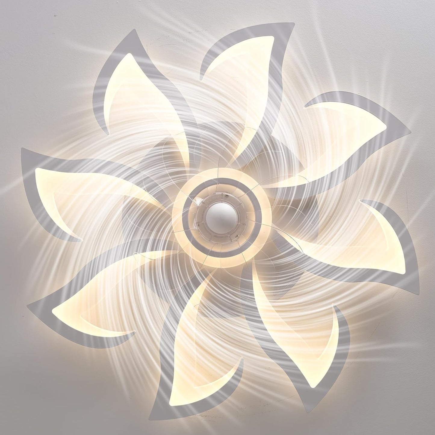 LuxiLamps - 8 Lotus Ventilator Lamp - Plafondventilator - Smart Lamp - Met Dimmer - 6 Standen Ventilator - Keuken Lamp - Woonkamerlamp - Moderne lamp