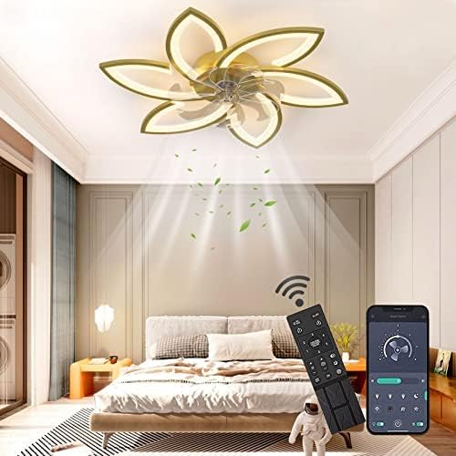 LuxiLamps - 6 Sterren Plafondlamp Met Ventilator - Goud - Met Afstandsbediening - Smart lamp - Dimbaar Met App - 6 Standen Ventilator - Woonkamerlamp - Moderne lamp - Plafoniere