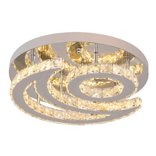 LuxiLamps - Zon & Maan Plafondlamp - Kristal LED Kroonluchter - 3 Kleuren - Moderne Woonkamer Lamp - 40 cm - Plafonniere