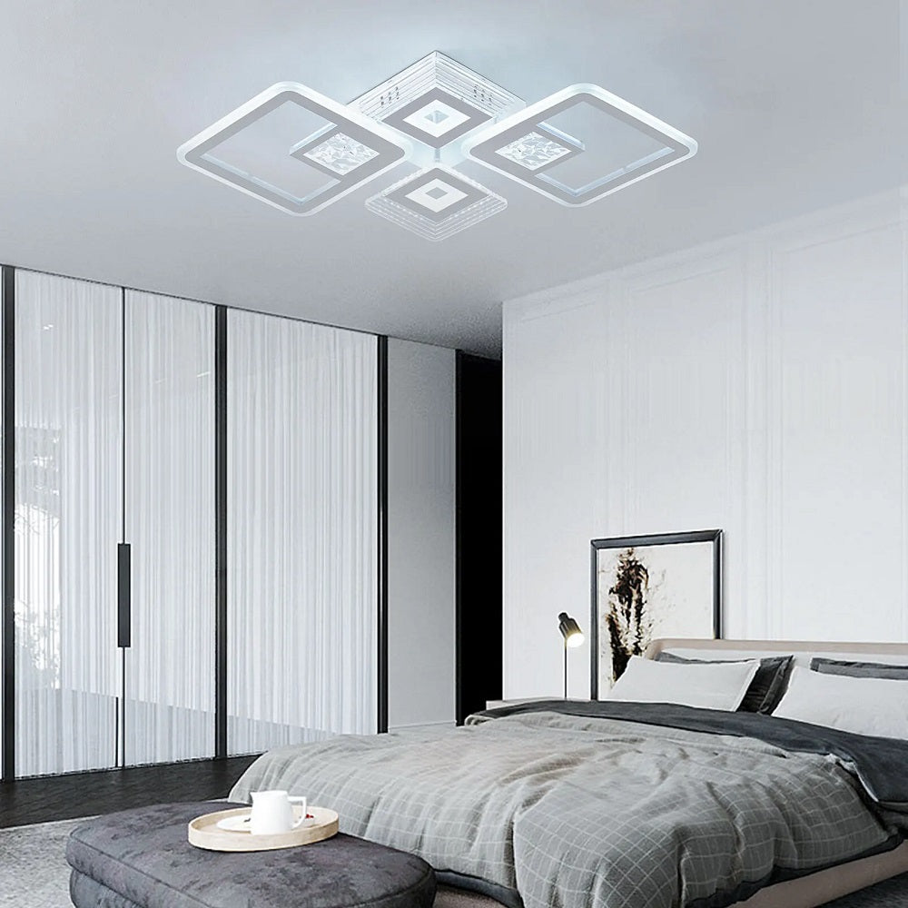 4 Hoofden Plafondlamp - Met Afstandsbediening - Smart lamp - Dimbaar Met App - Woonkamerlamp - Moderne lamp - Plafoniere
