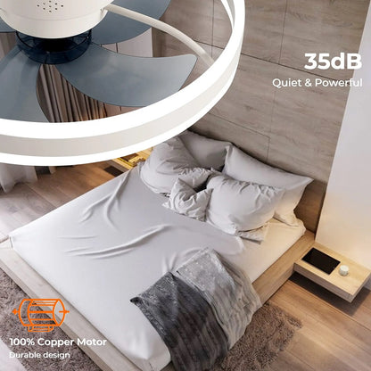 LuxiLamps - Fan Lamp - Smart Lamp - 6 Modes - Dimmable - White - Chandelier Fan - Chandelier Fan - Living Room Lamp - Fan Lamps