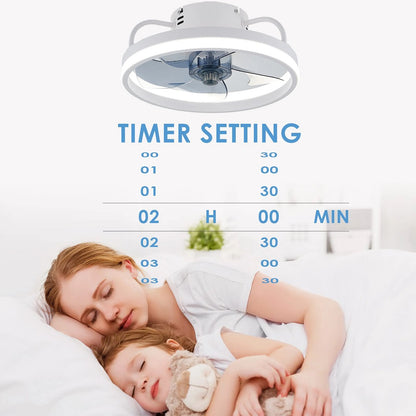 Fan Lamp - Ceiling Fan - White - Smart Lamp - With Dimmer - 3 Modes Fan - Kitchen Lamp - Living Room Lamp - Modern Lamp