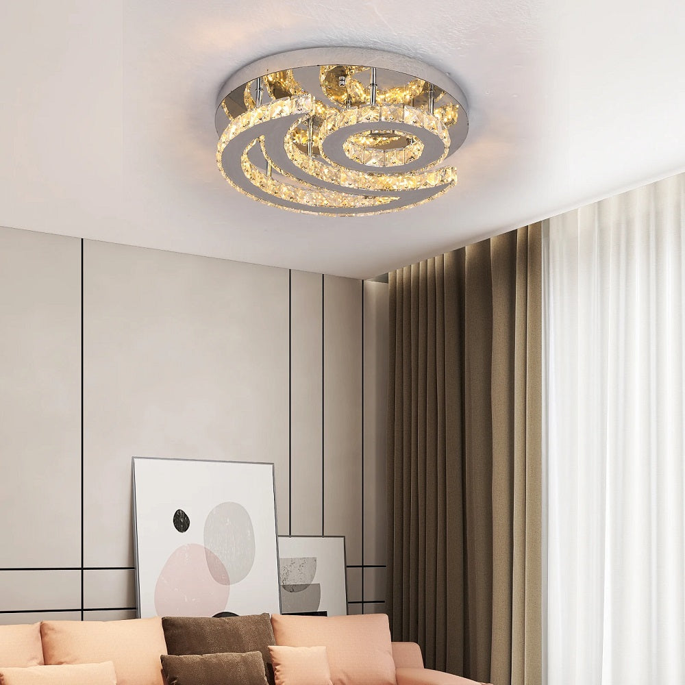 LuxiLamps - Sun &amp; Moon Ceiling Lamp - Crystal LED Chandelier - 3 Colors - Modern Living Room Lamp - 40 cm - Ceiling Lamp