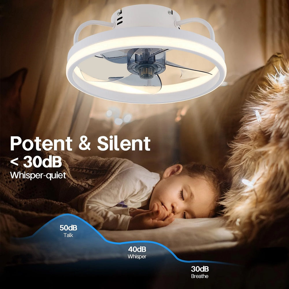 Fan Lamp - Ceiling Fan - White - Smart Lamp - With Dimmer - 3 Modes Fan - Kitchen Lamp - Living Room Lamp - Modern Lamp