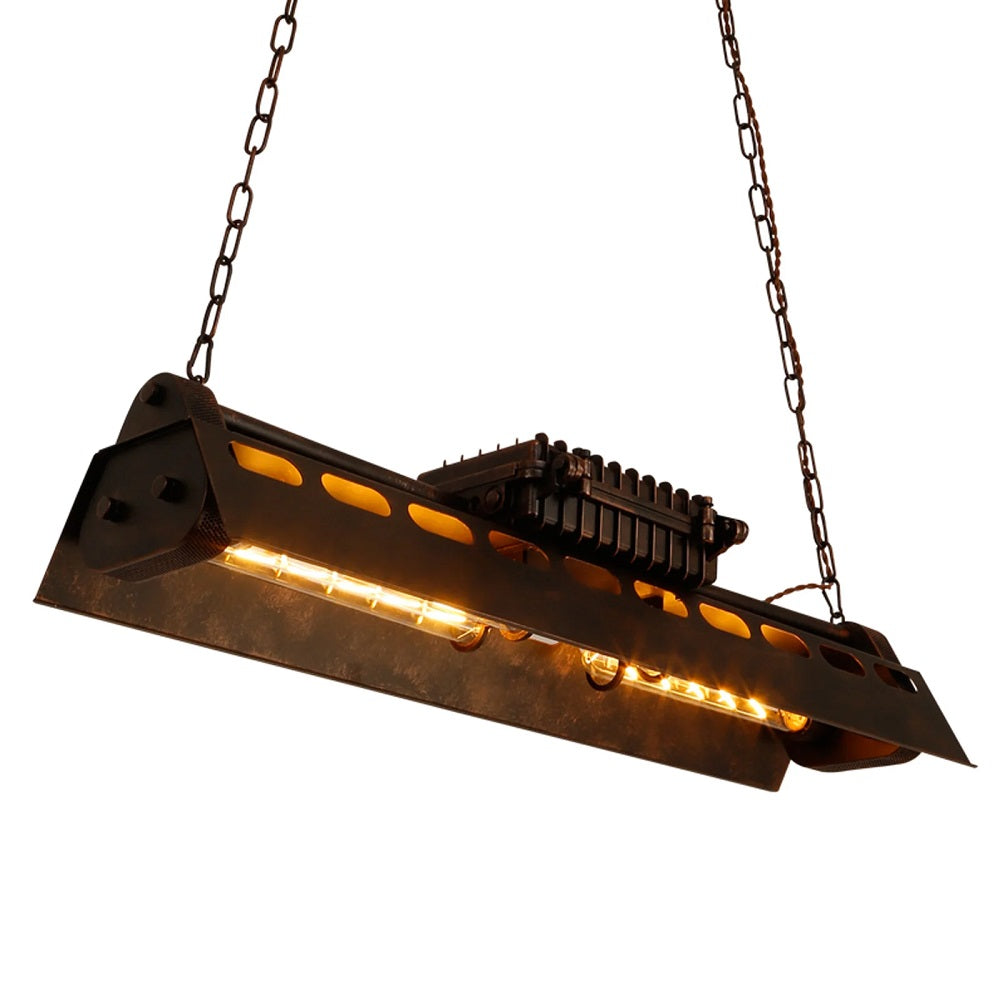 Industrieel Metalen Hanglamp - Antieke Houten Kroonluchter - Vintage - Amerikaanse Stijl - Verstelbaar - 78 cm - Moderne Hanglamp