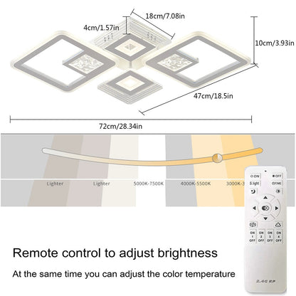 4 Hoofden Plafondlamp - Met Afstandsbediening - Smart lamp - Dimbaar Met App - Woonkamerlamp - Moderne lamp - Plafoniere