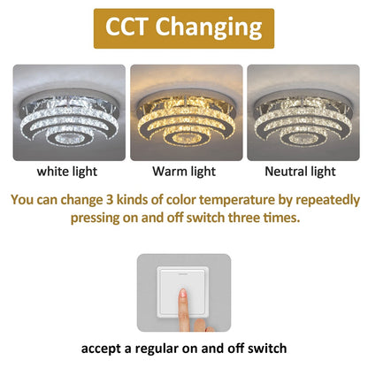 LuxiLamps - Sun &amp; Moon Ceiling Lamp - Crystal LED Chandelier - 3 Colors - Modern Living Room Lamp - 40 cm - Ceiling Lamp