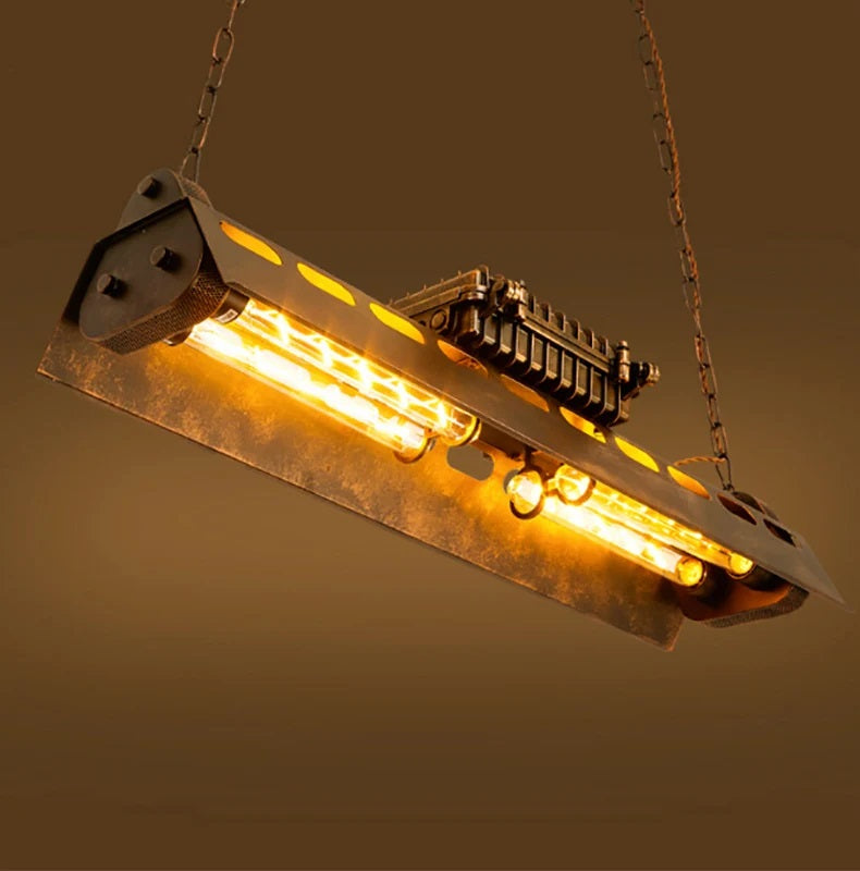 Industrieel Metalen Hanglamp - Antieke Houten Kroonluchter - Vintage - Amerikaanse Stijl - Verstelbaar - 78 cm - Moderne Hanglamp