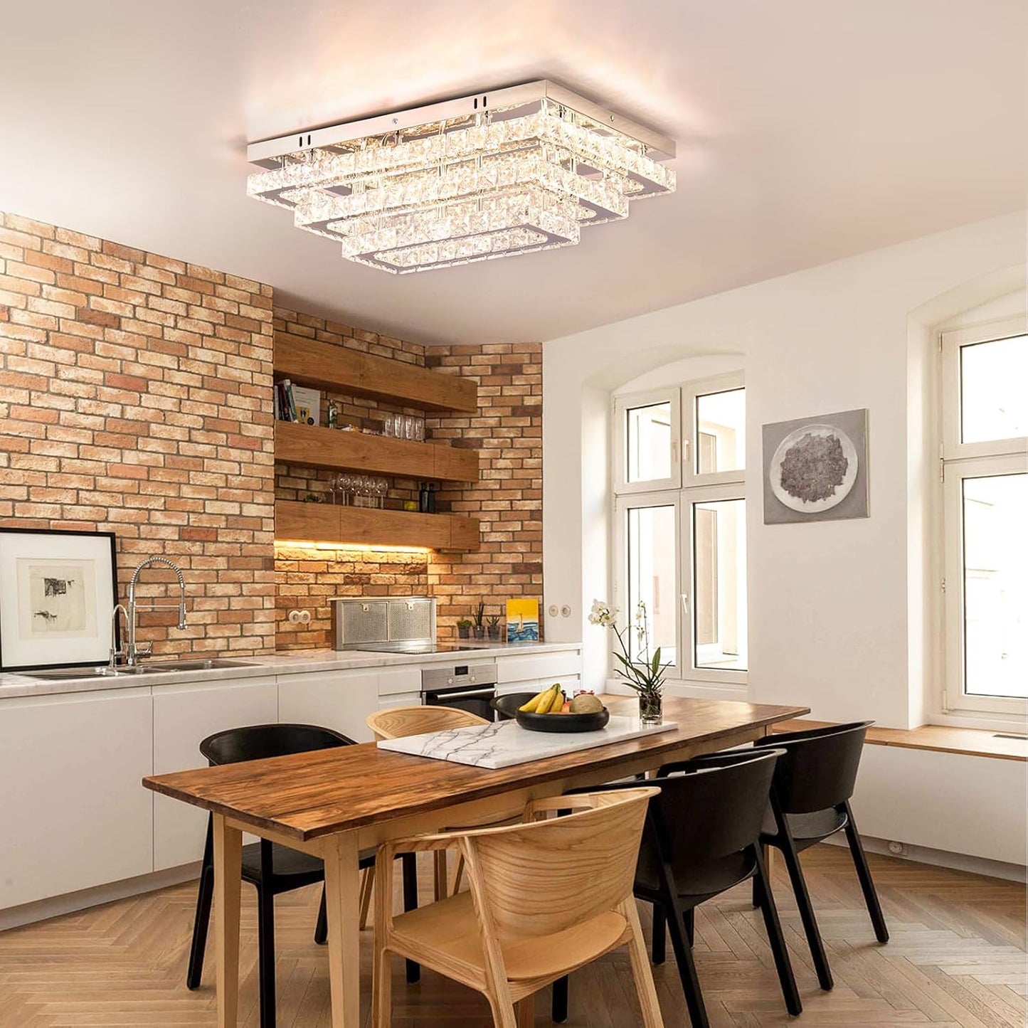 Kristallen Kroonluchter - Crystal LED Plafondlamp - Woonkamerlamp - 50 cm - Met Afstandsbediening - Moderne lamp - 3 Lagen