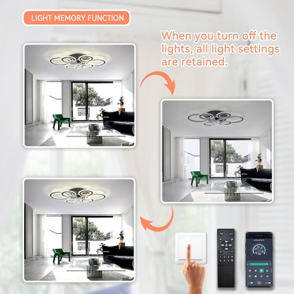 6 Ringen Kristallen Plafondventilator - Zwart - 6 Snelheden - Smart lamp - Dimbaar Met Afstandsbediening & APP - Moderne Cirkel Ventilator Licht - Crystal Kroonluchter Ventilator