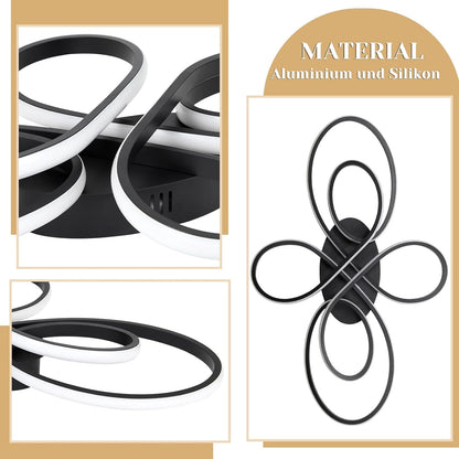 Moderne Plafondlamp - Luxe LED Kroonluchter - Dimbaar - Vlindervorm - 80 cm - Woonkamerlamp - Zwart - Plafoniere - 78W