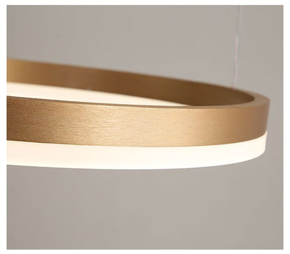LuxiLamps - 5 Rings - Pendant Lamp - Chandelier - Modern - Gold - Dimmable With Remote Control