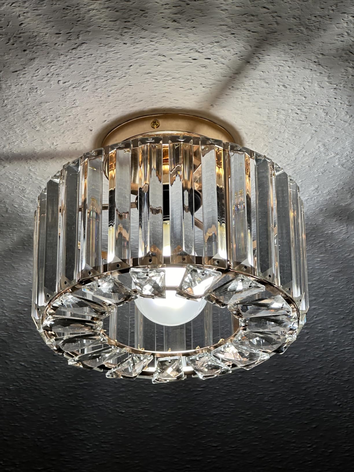 Plafondlamp - Verlichting - Gangpad - Lamp - Kristal Look - Plafonnière - 22 cm - Rond - Goud - E27