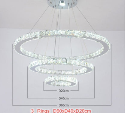 Kristallen Kroonluchter XL - Crystal Led Hanglamp - 3 Ring Hanglamp - Woonkamerlamp - Met Afstandsbediening - Moderne lamp - Hanglamp