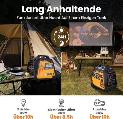 Draagbare Dual-Fuel Omvormergenerator – 3200 Benzine & LPG – 4 Takt - Camping - Stille Generator met USB en AC-uitgangen voor Kamperen - Noodgevallen - Outdoor Gebruik