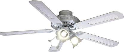 LuxiLamps - 5 Kop Bloem Plafondventilator - Dimbaar Met Afstandsbediening - E27 - 3 Snelheden - Wit - 132 cm - Slimme Ventilator