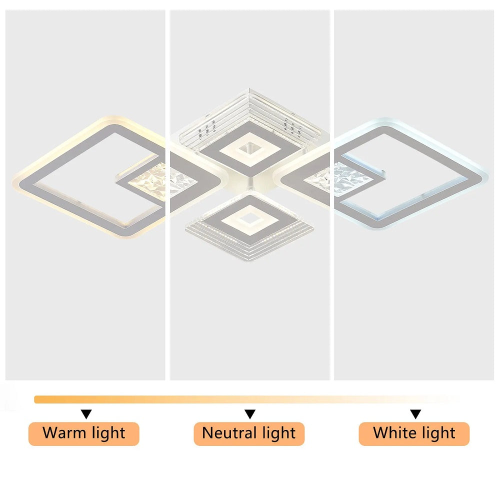 4 Hoofden Plafondlamp - Met Afstandsbediening - Smart lamp - Dimbaar Met App - Woonkamerlamp - Moderne lamp - Plafoniere