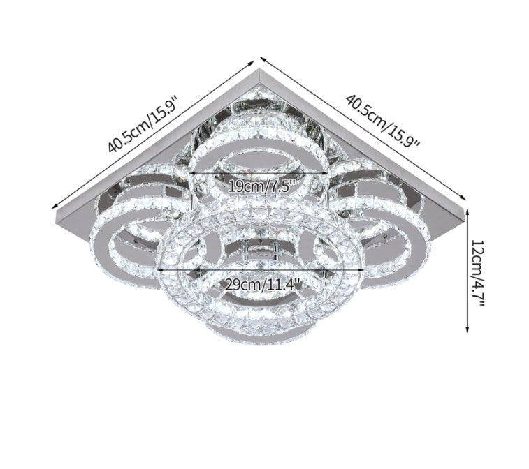 5 Ring Crystal Plafondlamp - Moderne Lamp - Led Lamp 40 cm - Plafondlamp - Plafonniere - Kroonluchter