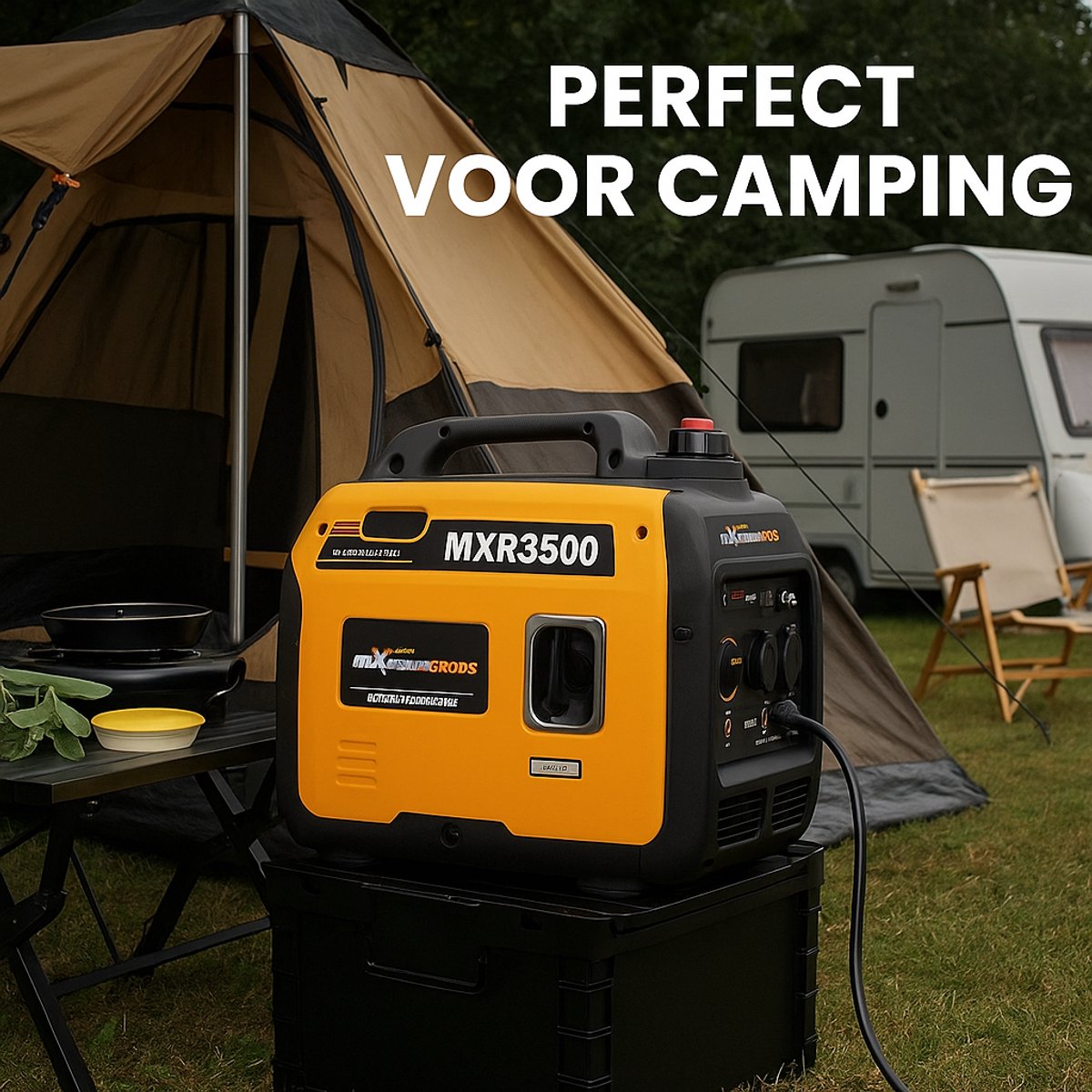 Superstille Inverter Stroomgenerator 3300 W - Benzine, 4-Takt - Met USB en 230V Stopcontacten - Noodstroomaggregaat voor Camping, Reizen en Oorlogsnood