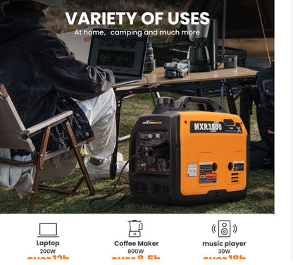 Superstille Inverter Stroomgenerator 3300 W - Benzine, 4-Takt - Met USB en 230V Stopcontacten - Noodstroomaggregaat voor Camping, Reizen en Oorlogsnood