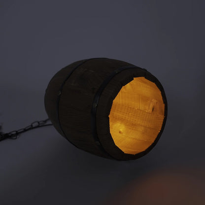 Wooden Wine Barrel Pendant Lamp - Vintage Retro Chandelier - Black - 90 Cm Adjustable Chain - E27