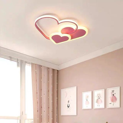 LuxiLamps - Hartvormige Plafondlamp - Roze - Dimbaar Met Afstandsbediening - Kinderkamer - 52 cm - Moderne Lamp - Slaapkamer Lamp - Plafonniere