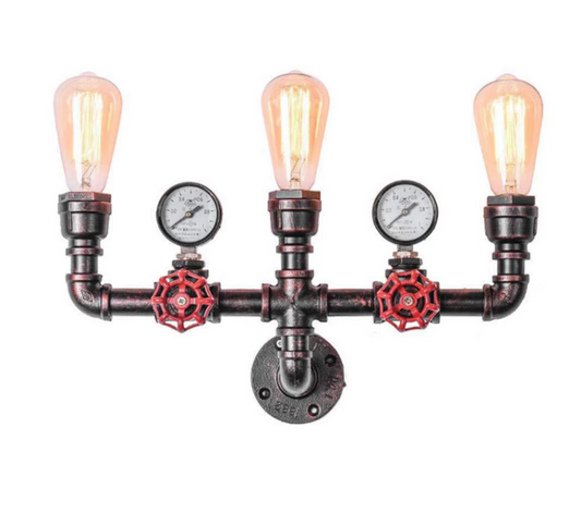 LuxiLamps - Vintage Waterleiding Wandlamp - Industriële 3-Licht Waterlamp - Antiek Muur Decoratie - Moderne Muur Verlichting