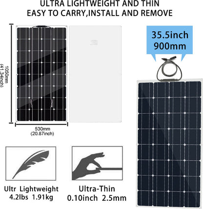 Zonnepanelen Compleet Pakket 400 Watt - 12 Volt - Camper - Plat Dak - Met Accu + Laadregelaar + Stekkers