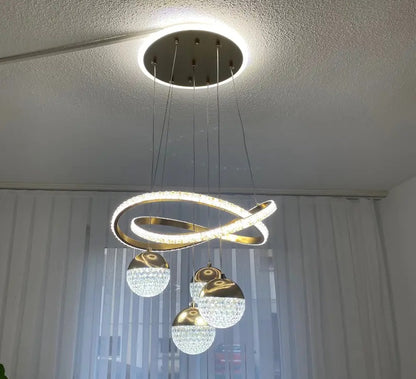 LuxiLamps - 4 Balls Hanging Lamp - Chandelier Living Room - Gold - Modern Lamp - 40 cm - Hanging Lamp