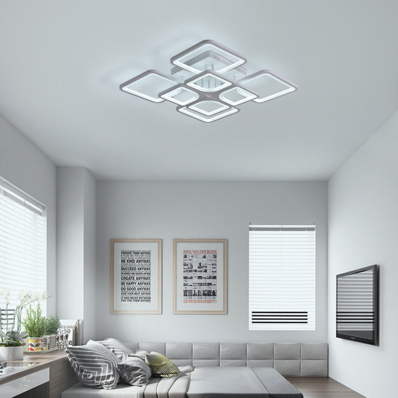 LuxiLamps - LED Bluetooth 4x4 Kop Plafondlamp - Smart lamp - 60 cm - Wit - Afstandsbediening en APP - Woonkamer Lamp - Plafonniere