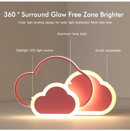 LuxiLamps - Wolken Harten Plafondlamp - Met Afstandsbediening - Roze - Dimbaar - Woonkamerlamp - Moderne lamp - Plafonnière